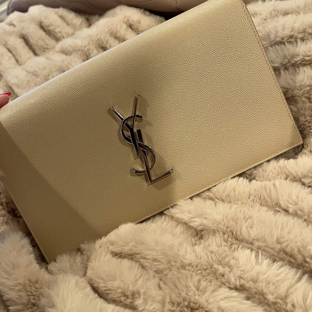 Cream color AUTHENTIC with gift receipt from Nordstroms YSL clutch